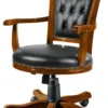 Casa Padrino Luxus Chesterfield Bürostuhl Schwarz / Braun 59 x 60 x H. 100-110 cm - Höhenverstellbarer Schreibtischstuhl mit Echtleder - Büromöbel - Chesterfield Möbel - Echtleder Möbel