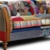 Casa Padrino Luxus Chesterfield 2er Sofa Mehrfarbig / Braun 186 x 87 x H. 77 cm - Wohnzimmer Sofa mit Echtleder - Chesterfield Wohnzimmer Möbel