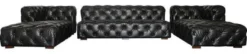 Casa Padrino Luxus Chesterfield Leder U-Form Sofa Vintage Schwarz / Braun 415 x 200 x H. 74 cm - 3-Teiliges Echtleder Wohnzimmer Sofa - Wohnzimmer Möbel - Chesterfield Möbel - Luxus Möbel