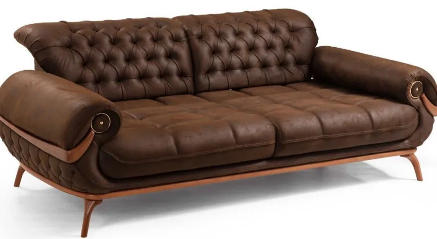 Casa Padrino Luxus Chesterfield Wohnzimmer Sofa mit verstellbaren Rückenlehnen Dunkelbraun / Braun - Chesterfield Wohnzimmer Möbel - Luxus Wohnzimmer Möbel - Luxus Möbel - Luxus Einrichtung