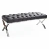 Casa Padrino Luxus Chesterfield Sitzbank Grau / Silber 120 cm - Luxus Möbel