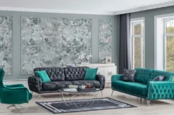 Casa Padrino Luxus Chesterfield Schlafsofa Grün / Silber 230 x 95 x H. 75 cm - Modernes Wohnzimmer Sofa - Chesterfield Wohnzimmer Möbel