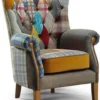 Casa Padrino Luxus Chesterfield Wohnzimmer Sessel Mehrfarbig / Grau / Braun 80 x 80 x H. 102 cm - Chesterfield Wohnzimmer Möbel