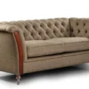 Casa Padrino Luxus Chesterfield 2er Sofa Grau / Braun 186 x 87 x H. 77 cm - Wohnzimmer Sofa mit Echtleder - Chesterfield Wohnzimmer Möbel