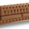 Casa Padrino Luxus Chesterfield Wohnzimmer Set Vintage Braun / Messing - 2 Luxus Chesterfield Sofas & 2 Luxus Chesterfield Sessel - Wohnzimmer Möbel - Luxus Möbel - Chesterfield Möbel
