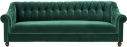 Casa Padrino Luxus Chesterfield Wohnzimmer Sofa Grün / Braun / Gold 230 x 90 x H. 81,5 cm - Luxus Qualität