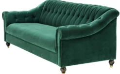 Casa Padrino Luxus Chesterfield Wohnzimmer Sofa Grün / Braun / Gold 230 x 90 x H. 81,5 cm - Luxus Qualität