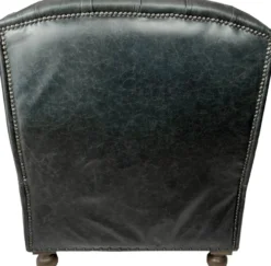 Casa Padrino Luxus Chesterfield Leder Ohrensessel Vintage Schwarz / Dunkelbraun - Chesterfield Echtleder Wohnzimmer Sessel - Wohnzimmer Möbel - Chesterfield Möbel - Echtleder Möbel - Luxus Möbel
