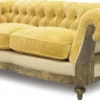 Casa Padrino Luxus Chesterfield Sofa Gelb / Beige / Braun 215 x 100 x H. 72 cm - Wohnzimmer Sofa - Hotel Sofa - Wohnzimmer Möbel - Chesterfield Möbel - Luxus Möbel - Luxus Einrichtung