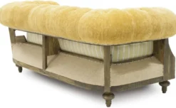 Casa Padrino Luxus Chesterfield Sofa Gelb / Beige / Braun 215 x 100 x H. 72 cm - Wohnzimmer Sofa - Hotel Sofa - Wohnzimmer Möbel - Chesterfield Möbel - Luxus Möbel - Luxus Einrichtung