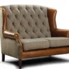 Casa Padrino Luxus Chesterfield Sessel Wing 133 x 90 x H. 105 cm - Eleganter Wohnzimmer Sessel mit Echtleder - Chesterfield Wohnzimmer Möbel