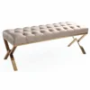 Casa Padrino Luxus Chesterfield Sitzbank Beige / Gold 120 cm - Luxus Möbel