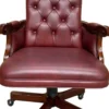 Casa Padrino Luxus Chesterfield Leder Bürostuhl Bordeauxrot / Dunkelbraun 71 x 76 x H. 114 cm - Höhenverstellbarer Echtleder Schreibtischstuhl - Chesterfield Möbel - Echtleder Möbel - Luxus Möbel