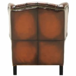 Casa Padrino Luxus Chesterfield Leder Ohrensessel Vintage Braun / Schwarz H. 105 cm