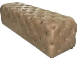 Casa Padrino Luxus Chesterfield Echtleder Sitzbank Braun 158 x 47 x H. 45 cm - Chesterfield Möbel