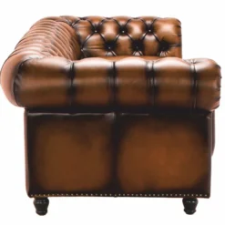Casa Padrino Luxus Chesterfield Echtleder Sofa Vintage Braun / Dunkelbraun 240 cm