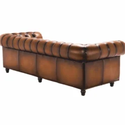Casa Padrino Luxus Chesterfield Echtleder Sofa Vintage Braun / Dunkelbraun 240 cm