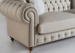 Casa Padrino Luxus Chesterfield Sofa Grau / Braun 240 x 100 x H. 78 cm - Edles Wohnzimmer Sofa - Chesterfield Möbel