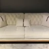 Casa Padrino Luxus Chesterfield Wohnzimmer Sofa mit verstellbaren Rückenlehnen Creme / Braun - Chesterfield Wohnzimmer Möbel - Luxus Wohnzimmer Möbel - Luxus Möbel - Luxus Einrichtung