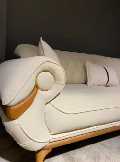 Casa Padrino Luxus Chesterfield Wohnzimmer Sofa mit verstellbaren Rückenlehnen Creme / Braun - Chesterfield Wohnzimmer Möbel - Luxus Wohnzimmer Möbel - Luxus Möbel - Luxus Einrichtung