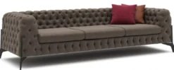 Casa Padrino Luxus Chesterfield Sofa Grau / Schwarz 269 x 91 x H. 62 cm - Wohnzimmer Sofa - Chesterfield Wohnzimmer Möbel