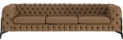 Casa Padrino Luxus Chesterfield Leder Sofa Braun / Schwarz 269 x 91 x H. 62 cm - Wohnzimmer Sofa - Chesterfield Wohnzimmer Möbel