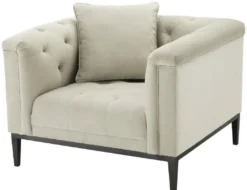 Casa Padrino Luxus Chesterfield Sessel mit Kissen Hellgrau / Rotguss 103 x 97 x H. 75 cm - Chesterfield Wohnzimmer Möbel