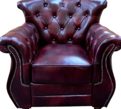 Casa Padrino Luxus Chesterfield Echtleder Wohnzimmer Set Bordeauxrot / Braun / Silber - 2 Leder Sofas & 2 Leder Sessel - Chesterfield Möbel - Wohnzimmer Möbel