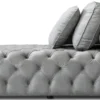 Casa Padrino Luxus Chesterfield Samt Chaiselongue mit 3 Kissen Grau 162 x 90 x H. 65 cm - Chesterfield Möbel - Wohnzimmer Möbel