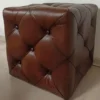 Casa Padrino Luxus Chesterfield Leder Hocker Vintage Dunkelbraun 40 x 40 x H. 45 cm - Echtleder Fußhocker - Echtleder Würfelhocker - Chesterfield Wohnzimmer - Echtleder Möbel - Luxus Möbel