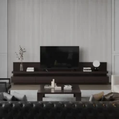 Casa Padrino Luxus Chesterfield Kunstleder Sofa Schwarz / Messing 262 cm - Luxus Möbel