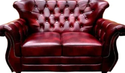 Casa Padrino Luxus Chesterfield Leder 2er Sofa Bordeauxrot - Echtleder Wohnzimmer Sofa - Chesterfield Wohnzimmer Möbel