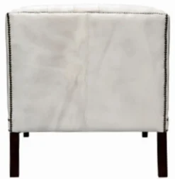 Casa Padrino Luxus Chesterfield Sessel aus Echtleder in Weiß mit schwarzen Füßen 80 x 84 x H. 79 cm