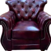 Casa Padrino Luxus Chesterfield Echtleder Sessel Bordeauxrot Braun - Echtleder Möbel Ledersessel - Echtes Leder