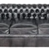 Casa Padrino Luxus Chesterfield Büffelleder Sofa Vintage Schwarz 222 x 92 x H. 73 cm - Luxus Möbel
