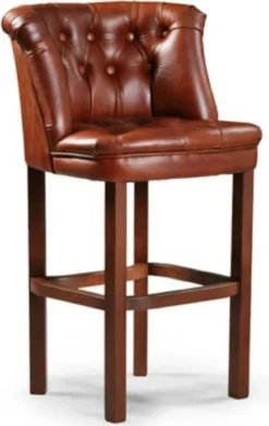 Casa Padrino Luxus Chesterfield Leder Barstuhl 4er Set Braun 63 x 56 x H. 107 cm - Gepolsterte Echtleder Barhocker - Chesterfield Möbel - Chesterfield Barmöbel - Luxus Barmöbel - Echtleder Barmöbel