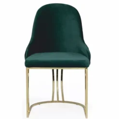 Casa Padrino Luxus Chesterfield Samt Esszimmer Stuhl mit Armlehnen Grün / Gold - Esszimmer Möbel