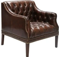 Casa Padrino Luxus Chesterfield Sessel aus Echtleder in Dunkelbraun - 80 x 84 x H. 79 cm