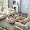 Casa Padrino Luxus Chesterfield Sessel Creme / Gold 130 x 115 x H. 70 cm - Chesterfield Wohnzimmer Sessel - Wohnzimmer Möbel - Chesterfield Möbel - Luxus Möbel - Luxus Einrichtung - Möbel Luxus