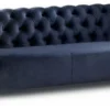 Casa Padrino Luxus Chesterfield 2er Sofa Blau / Schwarz 167 cm