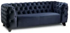 Casa Padrino Luxus Chesterfield 2er Sofa Blau / Schwarz 167 cm