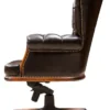 Casa Padrino Luxus Chesterfield Schreibtischstuhl Vintage Schwarz / Braun 84 x 93 x H. 114 cm - Höhenverstellbarer Kunstleder Bürostuhl - Büro Möbel - Chesterfield Möbel - Luxus Möbel