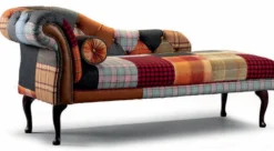 Casa Padrino Luxus Chesterfield Chaiselongue Bunt / Braun / Dunkelbraun 165 cm - Chesterfield Möbel