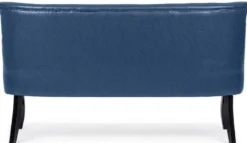 Casa Padrino Luxus Chesterfield Kunstleder Sofa Blau / Weiß / Schwarz 136 x 66 x H. 76 cm - Wohnzimmer Sofa - Wohnzimmer Möbel - Chesterfield Möbel - Luxus Möbel - Luxus Einrichtung