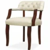 Casa Padrino Luxus Chesterfield Leder Esszimmer Stuhl mit Armlehnen Creme / Braun H. 77 cm