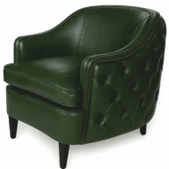 Casa Padrino Luxus Chesterfield Leder Sessel Dunkelgrün / Schwarz - Echtleder Wohnzimmer Möbel