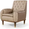 Casa Padrino Luxus Chesterfield Sessel Beige / Braun / Schwarz / Gold 75 x 88 x H. 95 cm - Moderner Wohnzimmer Sessel - Wohnzimmer Möbel