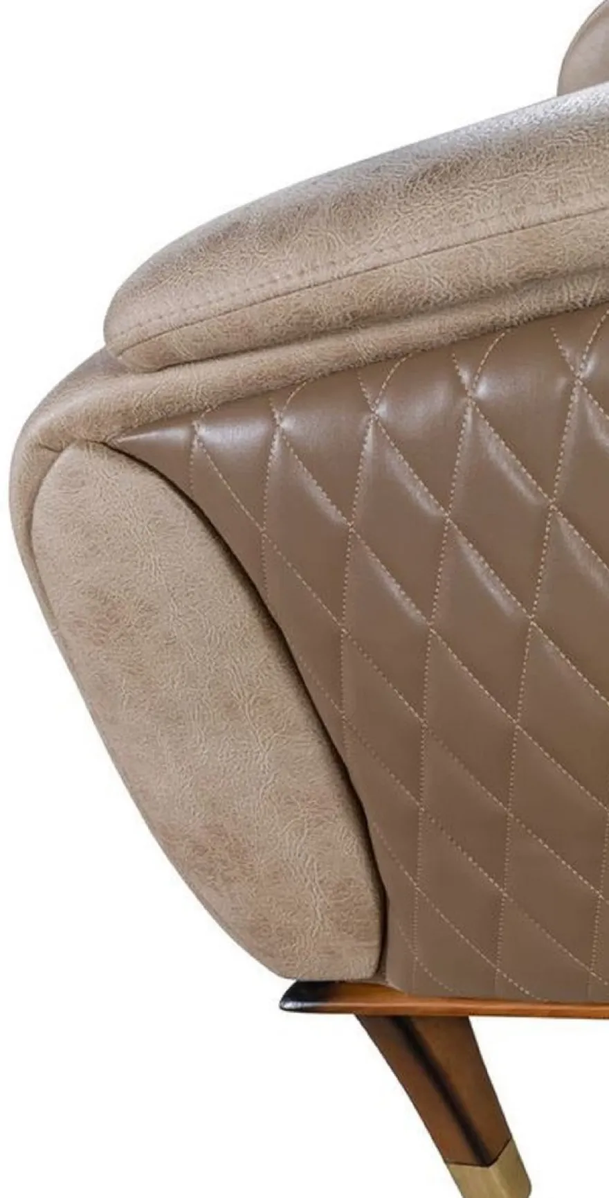 Casa Padrino Luxus Chesterfield Sessel Beige / Braun / Schwarz / Gold 75 x 88 x H. 95 cm - Moderner Wohnzimmer Sessel - Wohnzimmer Möbel