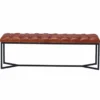 Casa Padrino Luxus Chesterfield Echtleder Sitzbank Braun / Schwarz 180 cm - Echtleder Möbel