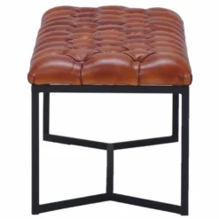Casa Padrino Luxus Chesterfield Echtleder Sitzbank Braun / Schwarz 180 cm - Echtleder Möbel